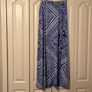 Lilly Pulitzer Long Maxi Skirt Dress Blue white Floral Size Medium